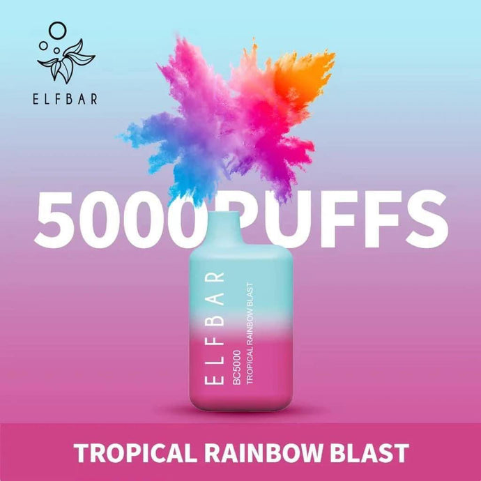 سحبه الفا بار عيار 5000 سحبه بنكهه الفاكهه الأستوائيه  Elf Bar BC 5000 TROPICAL RAINBOW BLAST