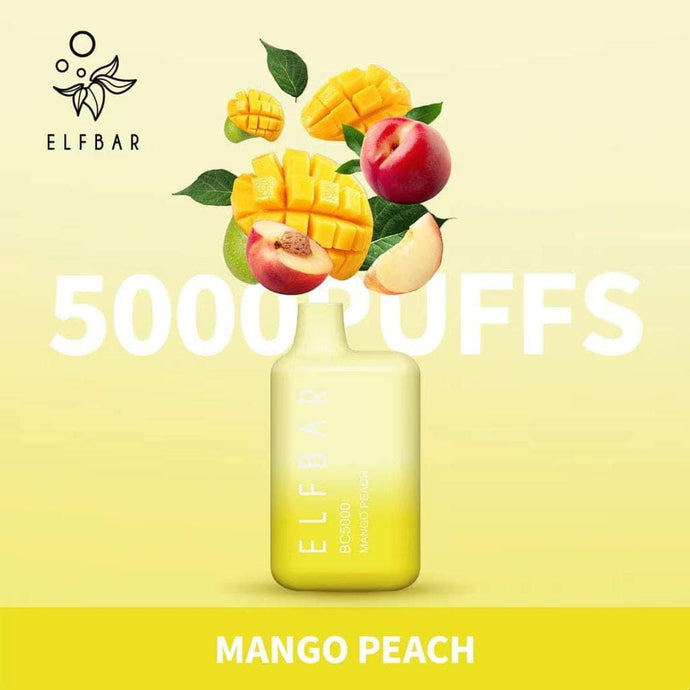 سحبه الفا بار عيار 5000 سحبه بنكهه المانجا والتفاح  Elf Bar BC 5000 MANGO PEACH